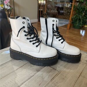 Dr. Martens White and Black Combat Boots